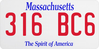 MA license plate 316BC6