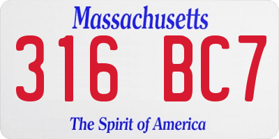 MA license plate 316BC7