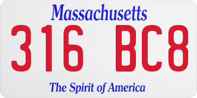 MA license plate 316BC8