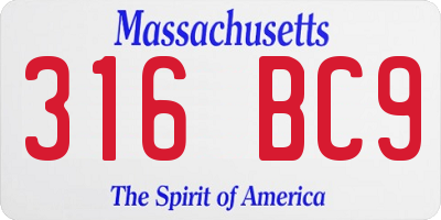 MA license plate 316BC9