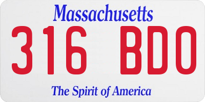 MA license plate 316BD0