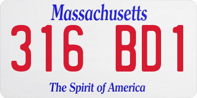 MA license plate 316BD1