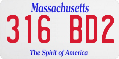 MA license plate 316BD2