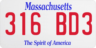 MA license plate 316BD3