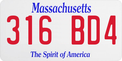 MA license plate 316BD4