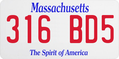 MA license plate 316BD5