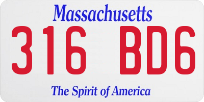 MA license plate 316BD6