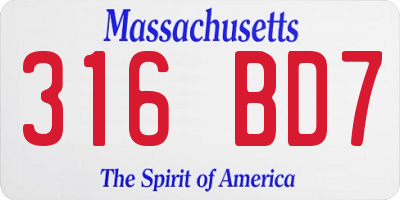 MA license plate 316BD7