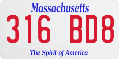 MA license plate 316BD8