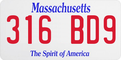 MA license plate 316BD9