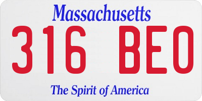 MA license plate 316BE0