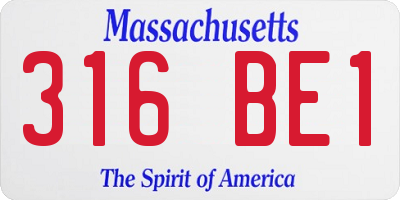 MA license plate 316BE1