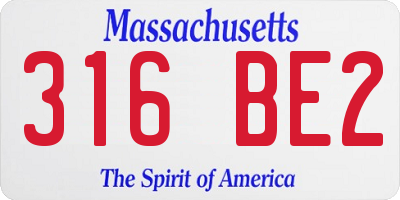 MA license plate 316BE2