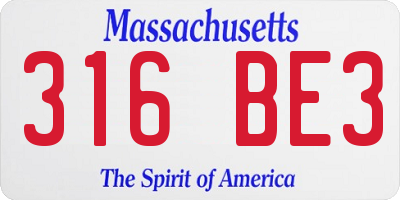 MA license plate 316BE3