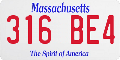 MA license plate 316BE4