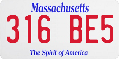 MA license plate 316BE5