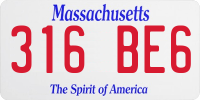 MA license plate 316BE6