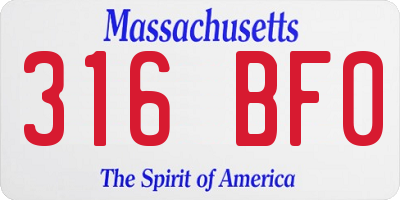 MA license plate 316BF0