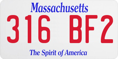 MA license plate 316BF2