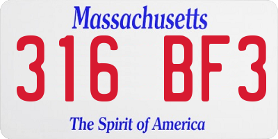 MA license plate 316BF3