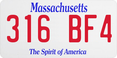 MA license plate 316BF4