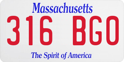 MA license plate 316BG0