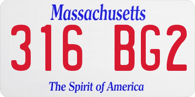 MA license plate 316BG2