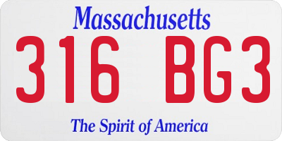 MA license plate 316BG3
