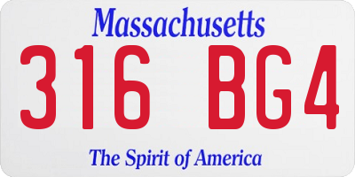 MA license plate 316BG4