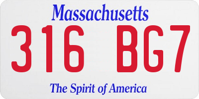 MA license plate 316BG7
