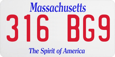 MA license plate 316BG9