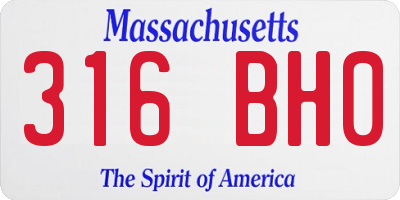 MA license plate 316BH0
