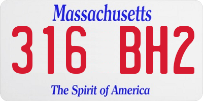 MA license plate 316BH2