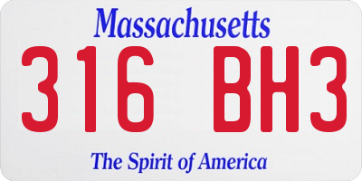 MA license plate 316BH3