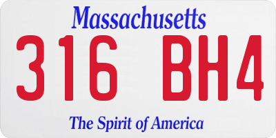 MA license plate 316BH4