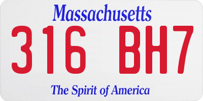 MA license plate 316BH7