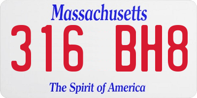 MA license plate 316BH8
