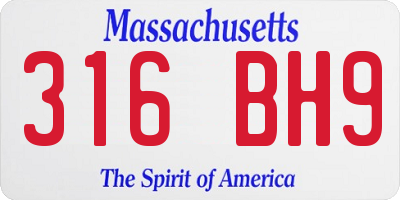 MA license plate 316BH9