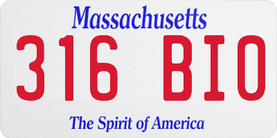MA license plate 316BI0