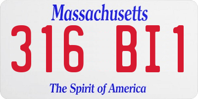 MA license plate 316BI1