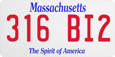 MA license plate 316BI2