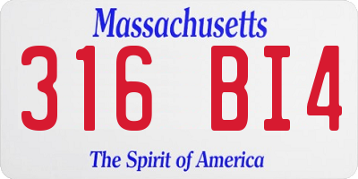 MA license plate 316BI4