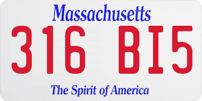 MA license plate 316BI5