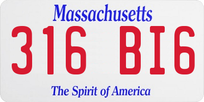 MA license plate 316BI6