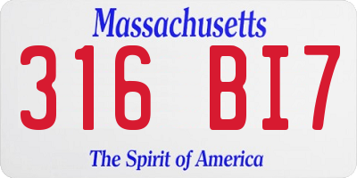 MA license plate 316BI7