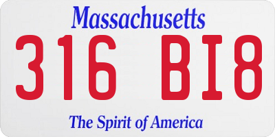 MA license plate 316BI8