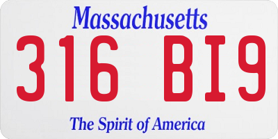 MA license plate 316BI9