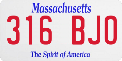 MA license plate 316BJ0