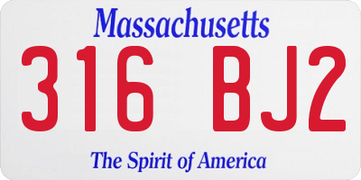MA license plate 316BJ2