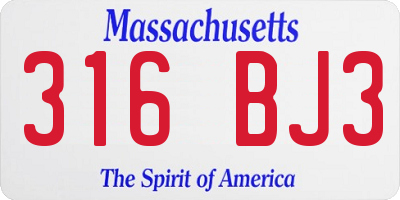 MA license plate 316BJ3